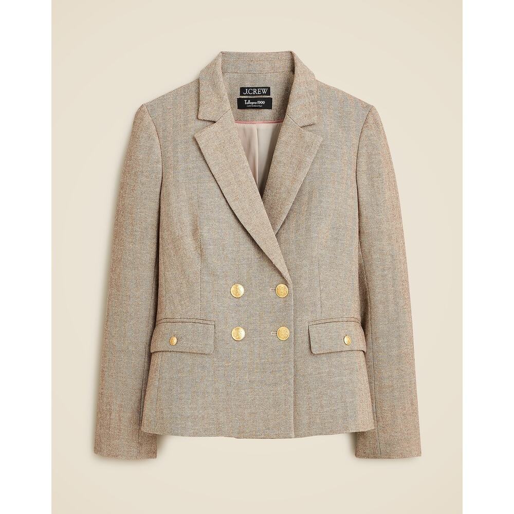 NWT Slim-Fit Double-Breasted Blazer in Herringbone Italian Wool Blend Size 16